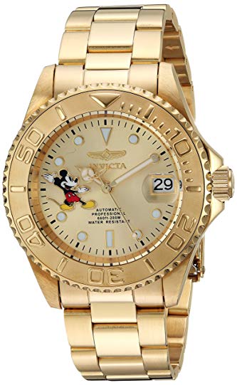 Invicta Men's 'Disney Limited Edition' Automatic Stainless Steel Casual Watch, Color:Gold-Toned (Model: 24756)