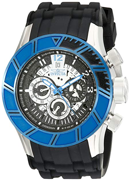 Invicta Men's 14026 Pro Diver Chronograph Black Textured Dial Black Polyurethane Watch