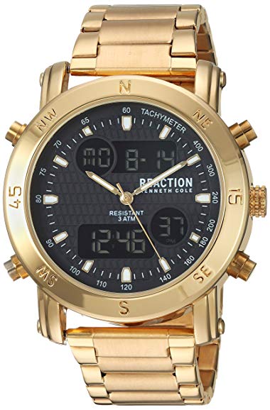 Kenneth Cole REACTION Men's Quartz Metal and Stainless Steel Casual Watch, Color:Gold-Toned (Model: RKC0217003)