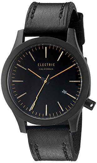 Electric Unisex EW0080050055 FW03 Analog Display Japanese Quartz Black Watch with Leather Strap