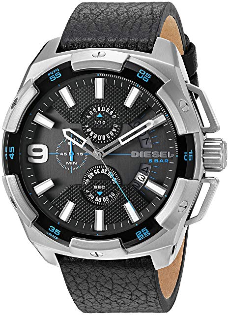Diesel Men's DZ4392 Heavyweight Stainless Steel Black Leather Watch