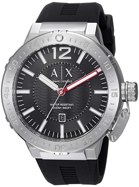 Armani Exchange Men's AX1810 Stainless Steel Black Silicone Watch