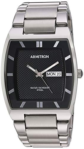 Armitron Men's 20/5211BKSV Day/Date Function Silver-Tone Bracelet Watch