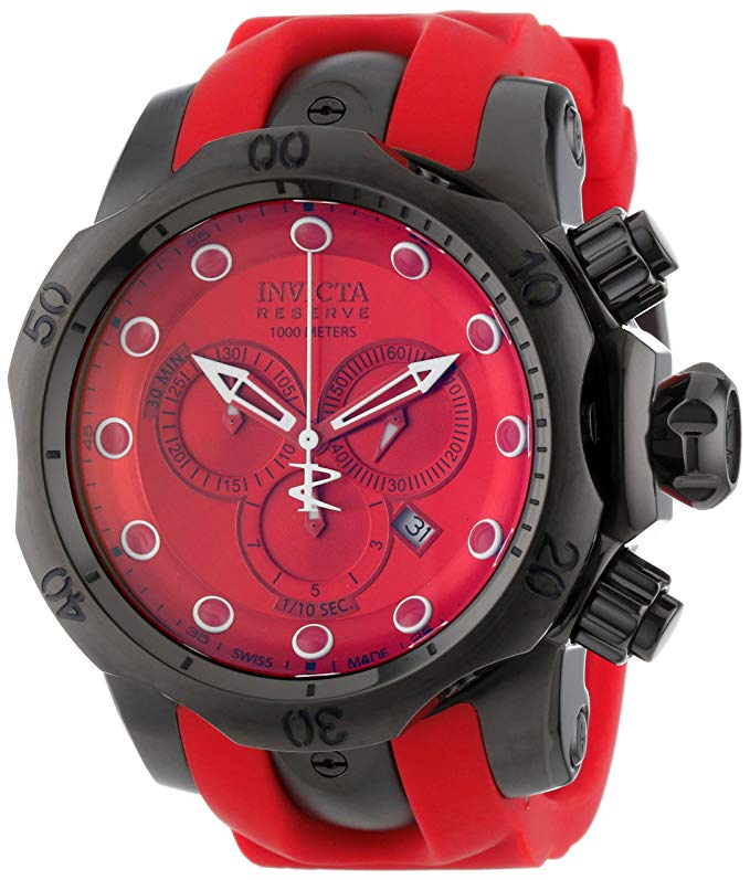 Invicta Men's 11961 Venom Reserve Chronograph Red Dial Red Polyurethane Watch