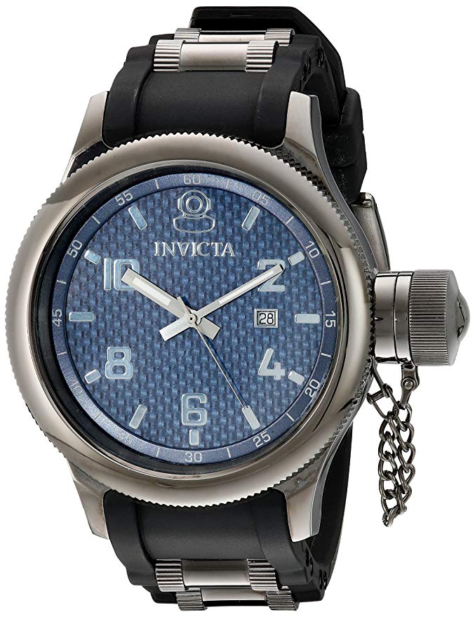 Invicta Men's 0554 Russian Diver Collection Carbon Fiber Black Rubber Watch