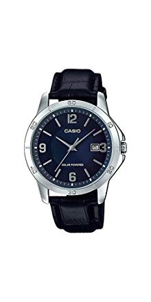 Casio MTP-VS02L-2A Men's Standard Solar Leather Band Blue Dial Date Watch