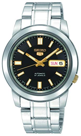 Seiko Men's SNKK17 Stainless Steel Analog with Black Dial Watch