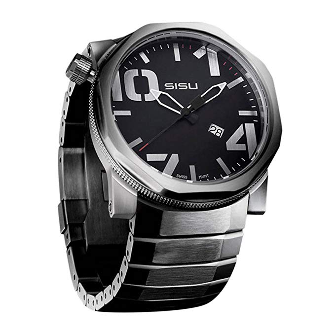 SISU Bravado Q3 Quartz Men's Watch, Black Dial, Stainless Steel Bracelet (Model: BQ3-50-SS)
