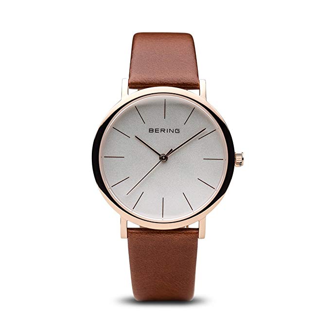 BERING Time 13436-564 Classic Collection Watch with Calfskin Band and scratch resistant sapphire crystal. Designed in Denmark.