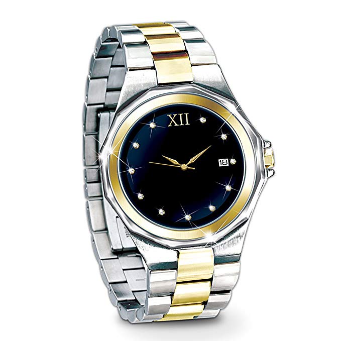 Timeless Love Stainless Steel Men's Watch: Romantic Jewelry Gift For Him by The Bradford Exchange