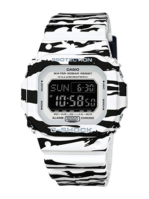 Casio G-Shock BLACK AND WHITE Series TIger Striped Mens Resin Watch DWD5600BW-7 Digital World Time Shock Water Resistant Alarm