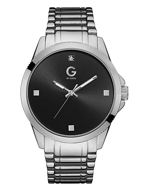 G by GUESS Men's Silver-Tone and Black Crystal Watch