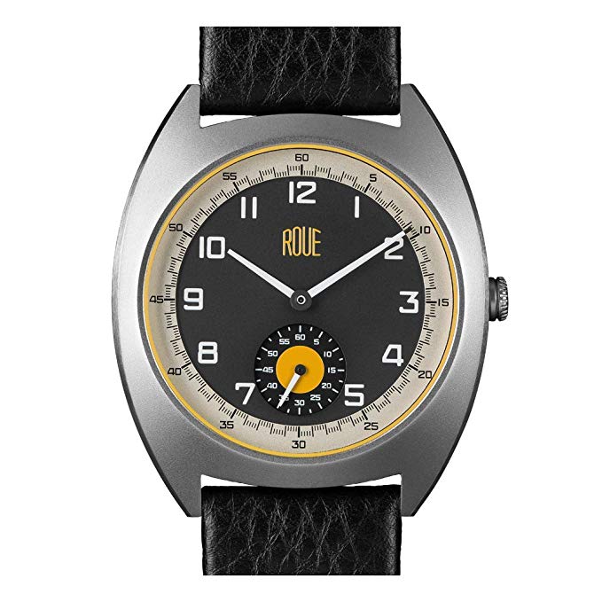 Roue SSD Series with Seconds Sub dial, 1960s Racing Style, 41.5mm Sand Blasted Black PVD case, Soft Leather + Nylon Front/Leather Back Straps, Sapphire Crystal with Anti-Reflective Treatment Glass