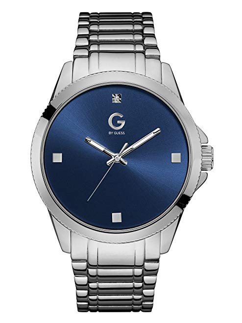 G by GUESS Men's Silver-Tone and Blue Crystal Watch