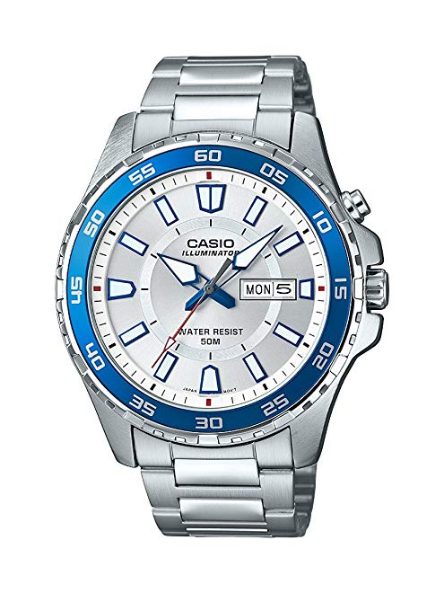 Casio Men's 'Super Illuminator' Quartz Stainless Steel Casual Watch, Color:Silver-Toned (Model: MTD-110D-7AVCF)