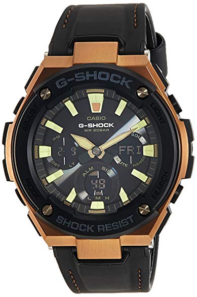 Casio Men's G Shock GSTS120L-1A Black Leather Quartz Dress Watch