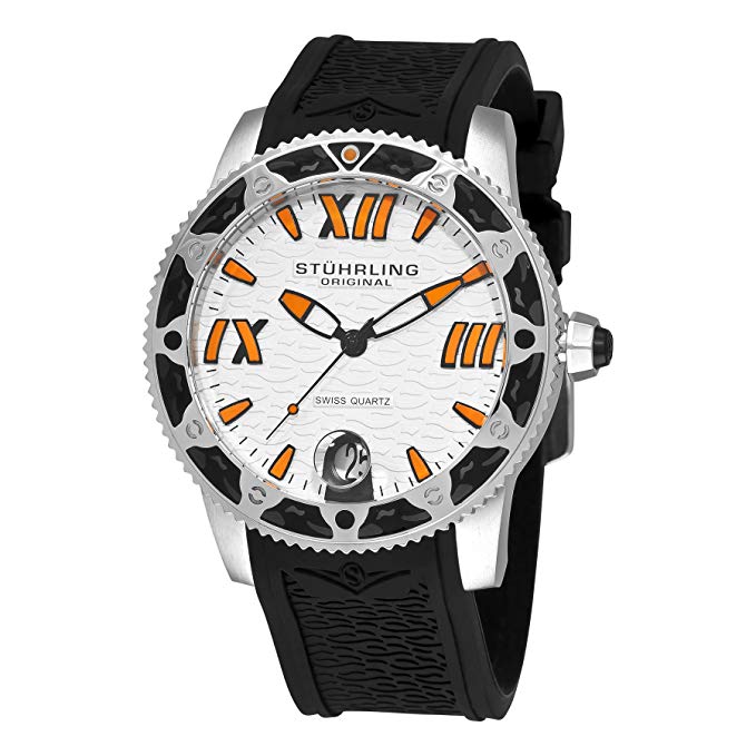 Stuhrling Original Men's 225G.33162 Regatta Weekender Swiss Quartz Date Silver Dial Watch