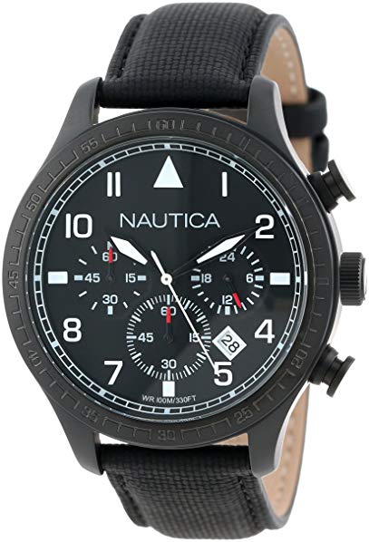 Nautica N18685G BFD 105 Stainless Steel Watch with Black Cloth Band