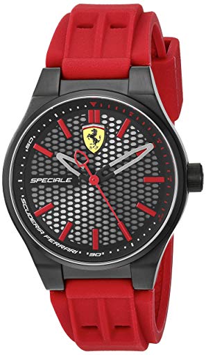 Scuderia Ferrari Men's Quartz Stainless Steel and Silicone Casual Watch, Color:red (Model: 840010)