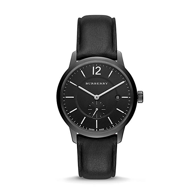 Burberry Men's Swiss Black Leather Strap Watch 40mm BU10003
