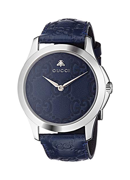 Gucci Quartz Stainless Steel and Leather Casual Blue Watch (Model: YA1264032)