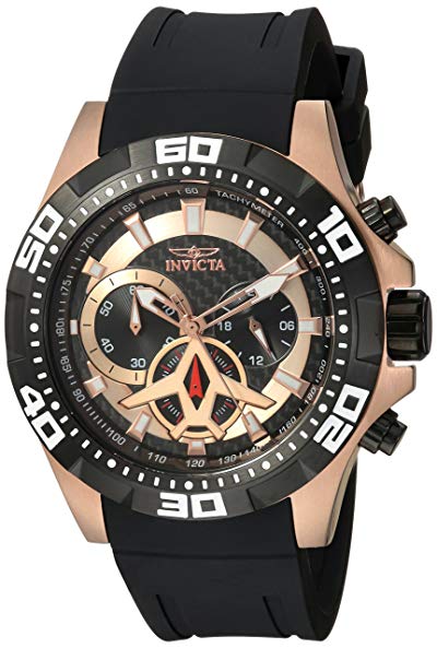 Invicta Men's 'Aviator' Quartz Stainless Steel and Polyurethane Casual Watch, Color:Black (Model: 21740)