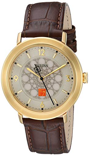 Bulova Men's Quartz Stainless Steel and Leather Dress Watch, Color:Brown (Model: 97A117)