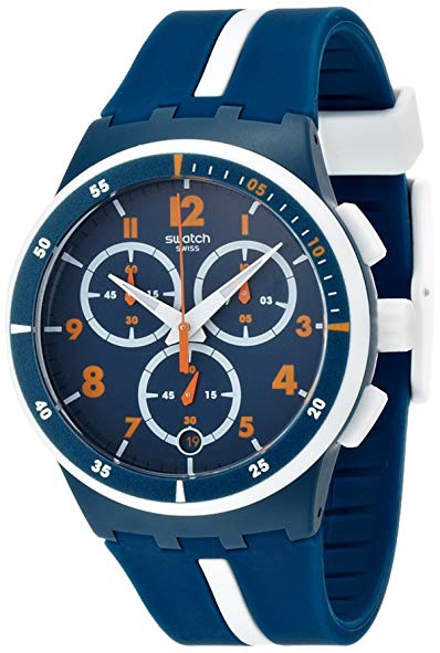 Swatch ' Whitespeed' Quartz Plastic and Silicone Casual Watch, Color:Blue (Model: SUSN403)