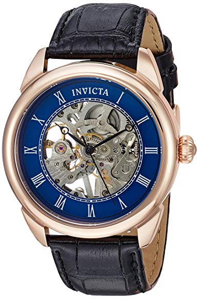 Invicta Men's 'Specialty' Mechanical Hand Wind Stainless Steel and Leather Casual Watch, Color:Black (Model: 23538)