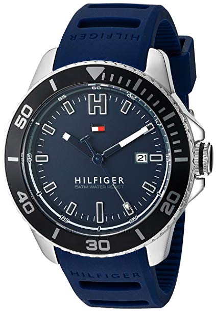 Tommy Hilfiger Men's Quartz Stainless Steel and Silicone Watch, Color Blue (Model: 1791263)