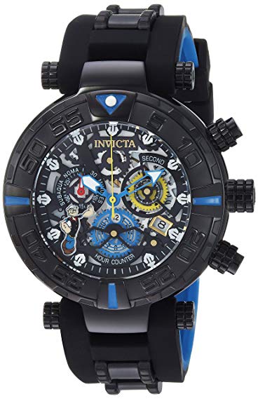 Invicta Men's 'Character Collection' Quartz Stainless Steel and Silicone Casual Watch, Color:Black (Model: 24477)