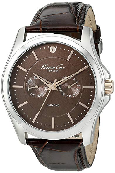 Kenneth Cole New York Men's 10022313 Genuine Diamond- Rock Out Analog Display Japanese Quartz Brown Watch