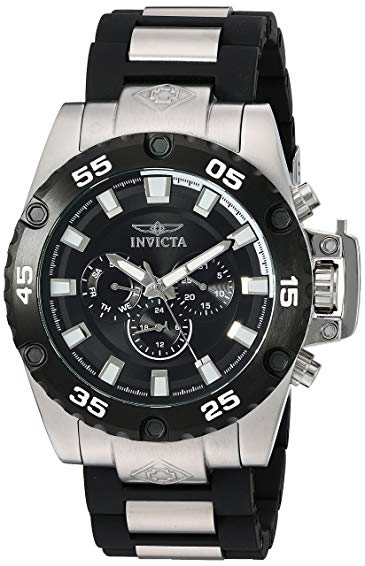 Invicta Men's 'Corduba' Quartz Stainless Steel and Polyurethane Watch, Color:Black (Model: 21779)